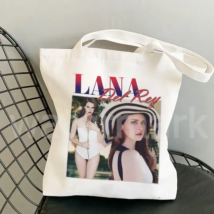 Lana Del Rey-Sac à provisions en toile tissée, sac à main réutilisable, sac à provisions, sac à main