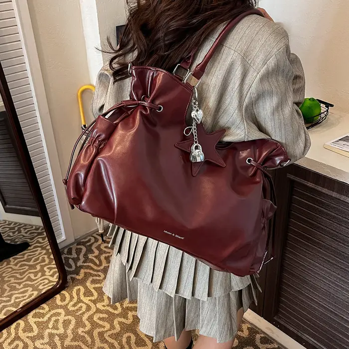Sac à bandoulière en PU de grande capacité, sac de shopping Hobo, fourre-tout de voyage de couleur u