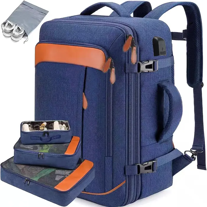 Grande valise extensible de voyage de grande capacité sacs à dos avec 4 Cubes d'emballage sac à dos 