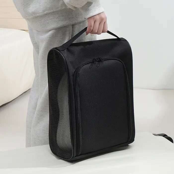 Sac de rangement de chaussures de voyage en tissu Oxford noir