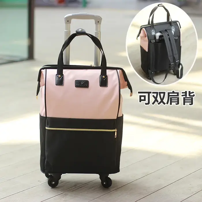 Valise de voyage simple et portable de grande capacité pour femmes, sac à roulettes, sac à dos, sac 