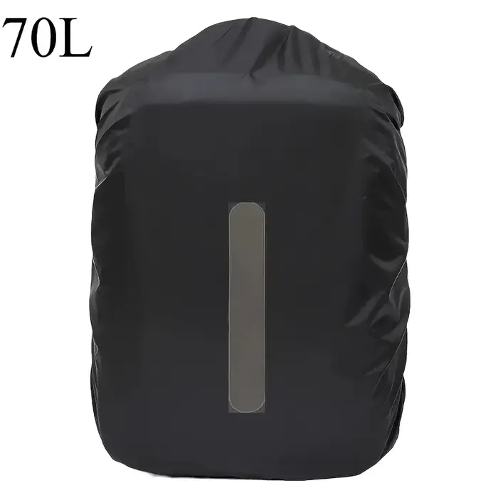 Sac à dos pliable noir 20-70L avec bande réfléchissante