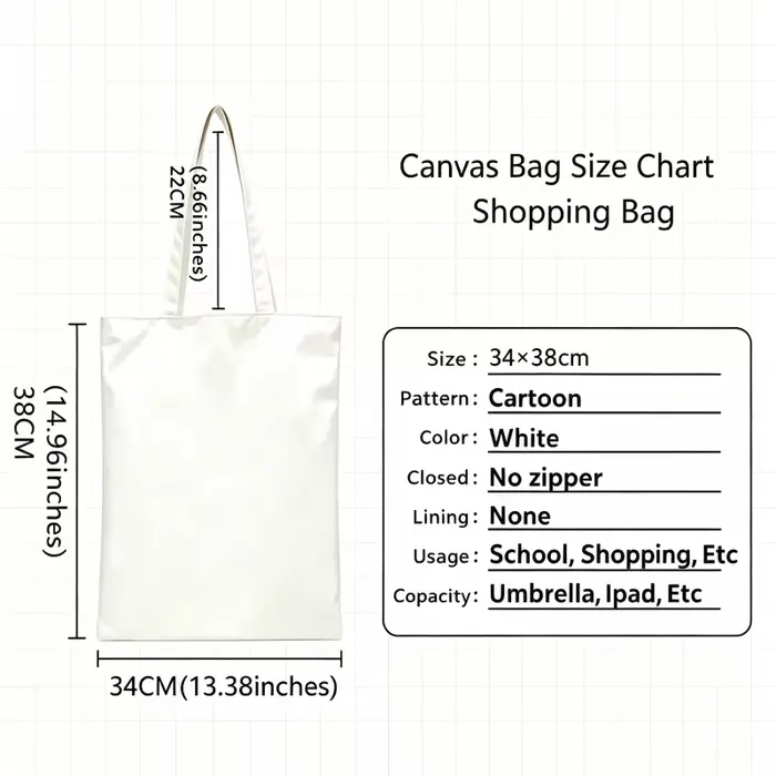 Sac fourre-tout en toile avec motif de lapin coloré et impression de lettres