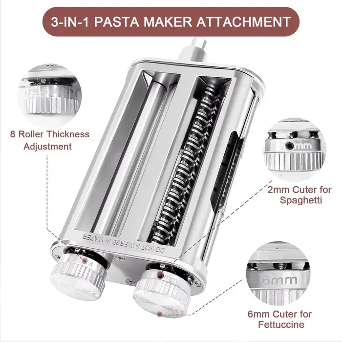 Accessoire pour machine à pâtes 3-en-1 pour batteurs sur socle KitchenAid, rouleau à pâtes avec coup