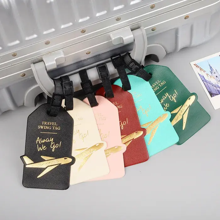 Étiquette de bagage en cuir PU pour hommes et femmes