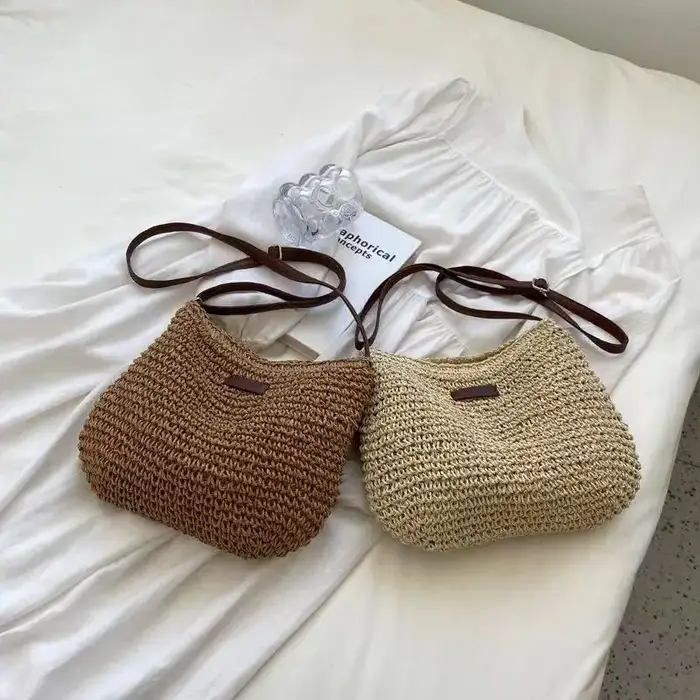 Sac bandoulière de plage tissé tendance