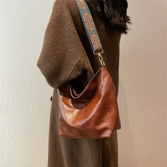 Sac à bandoulière vintage en cuir PU pour femme