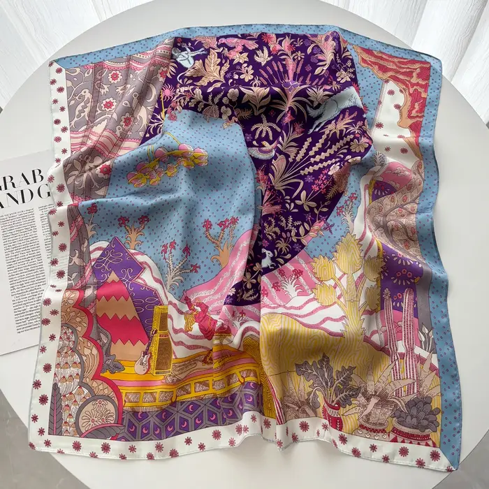 Foulard carré de luxe en soie pour femmes