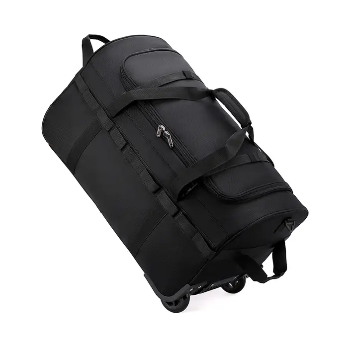 Sac polochon à roulettes robuste, bagage roulant pliable et résistant à l'eau avec bandoulière régla