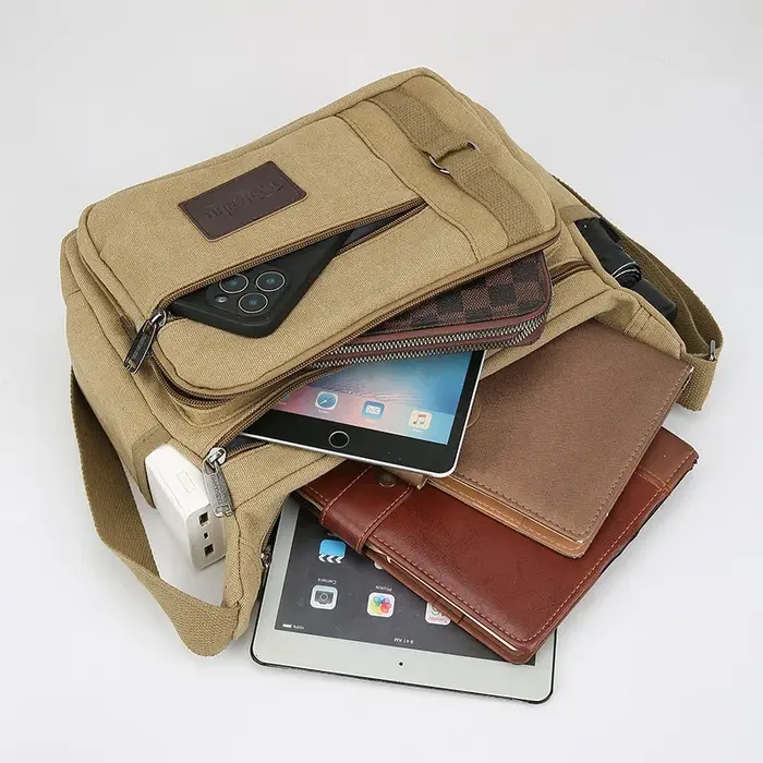 Sac à bandoulière en toile pour hommes – Sac messager élégant pour les voyages décontractés et l'utilisation quotidienne