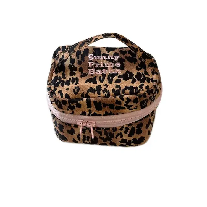 Trousse de maquillage léopard Vintage pour femmes et filles, trousse de voyage de grande capacité, f