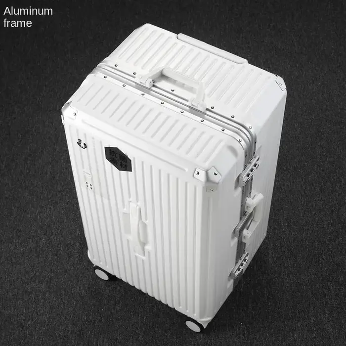 Valise de grande taille avec cinq roues et frein, bagage à roulettes de 30 pouces en matériau PC, va