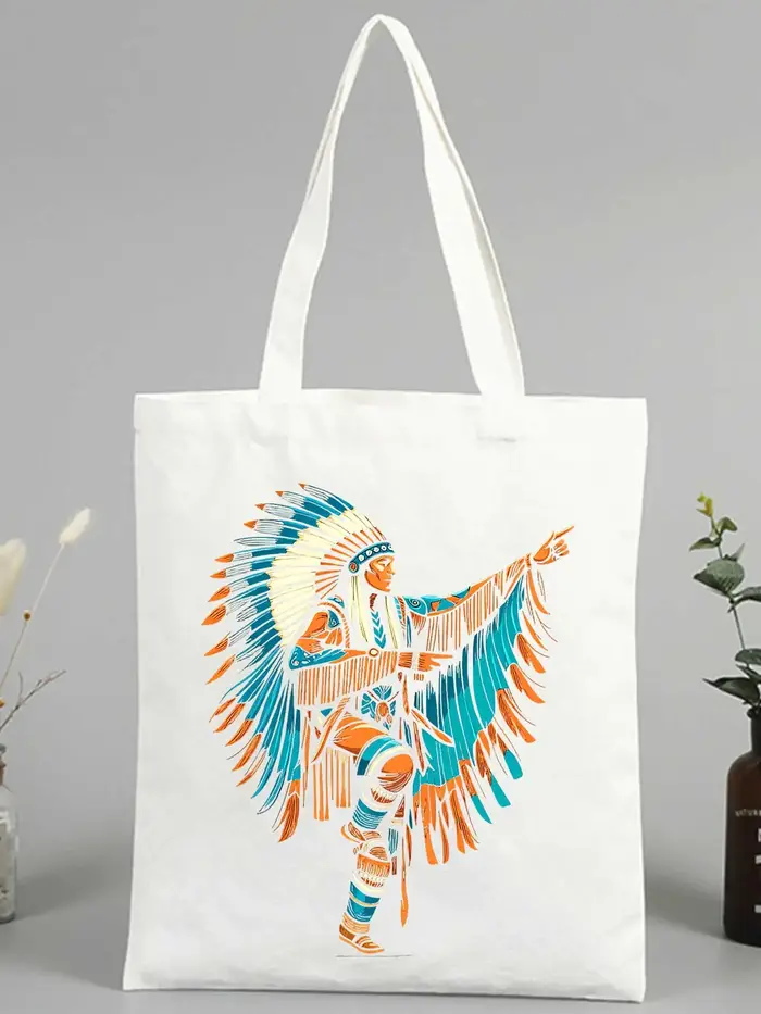 Sac fourre-tout en toile pour femme avec motif d'inspiration tribale, idéal pour les sorties décontr