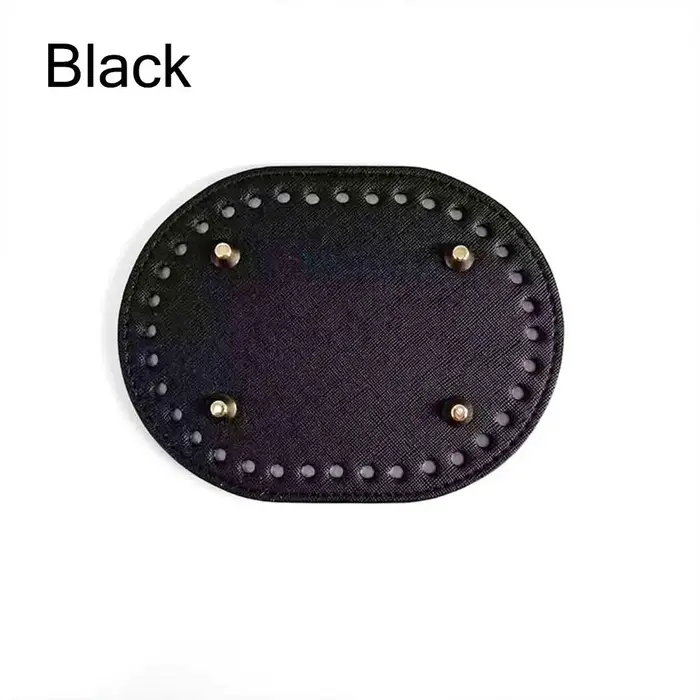 Nouveau fond de sac ovale en cuir PU avec 36 trous, accessoires de sac DIY, matériau 14,5 cm * 11 cm