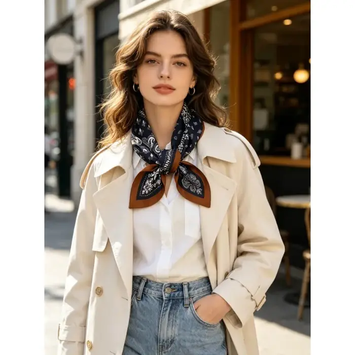 Foulard carré de luxe 100% Soie de Mûrier 70cm
