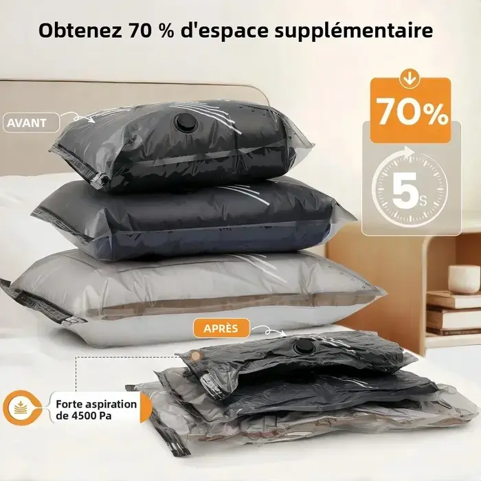 Sacs de rangement sous vide de voyage avec pompe électrique