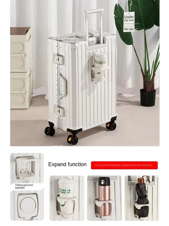 Valise multifonction frein roue bagages avec chargement USB cadre en aluminium