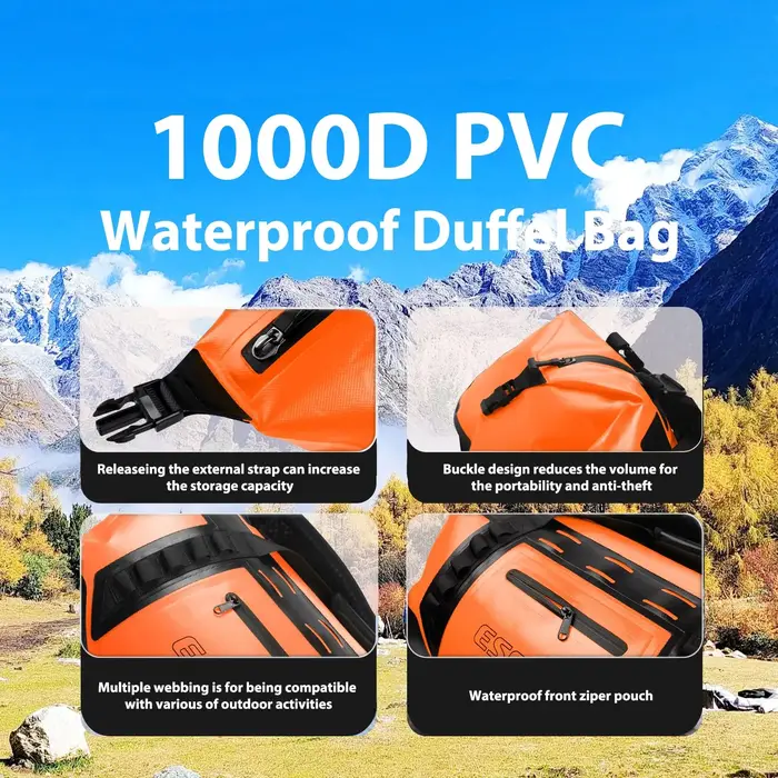 50L sac de voyage étanche moto queue sac sec pour Camping canotage kayak pêche ski Kit