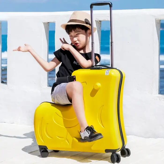 Valise de dessin animé poney mignon pour enfants, peut s'asseoir et monter, bagages à main pour enfa