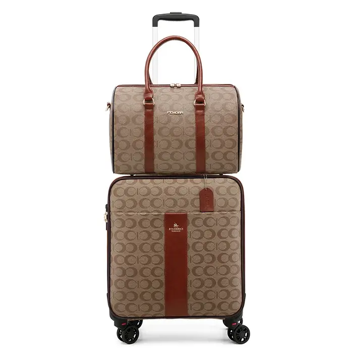 Ensembles de bagages à roulettes en cuir pu de luxe avec sac à main valise