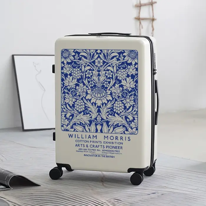 Valise à roulettes à fermeture éclair pour femme, impression artistique, style japonais frais, beau,