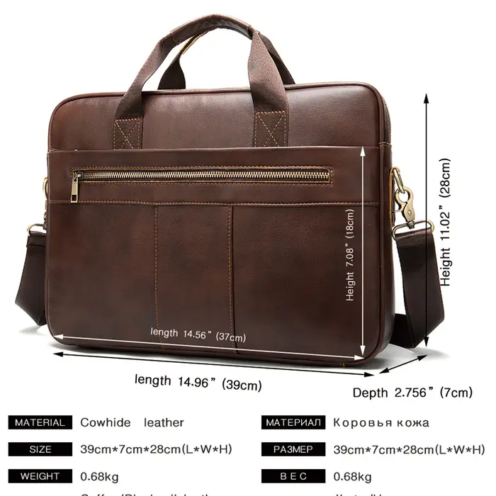 WESTAL – sac en cuir véritable pour hommes, sacoche pour ordinateur portable, mallette pour Document
