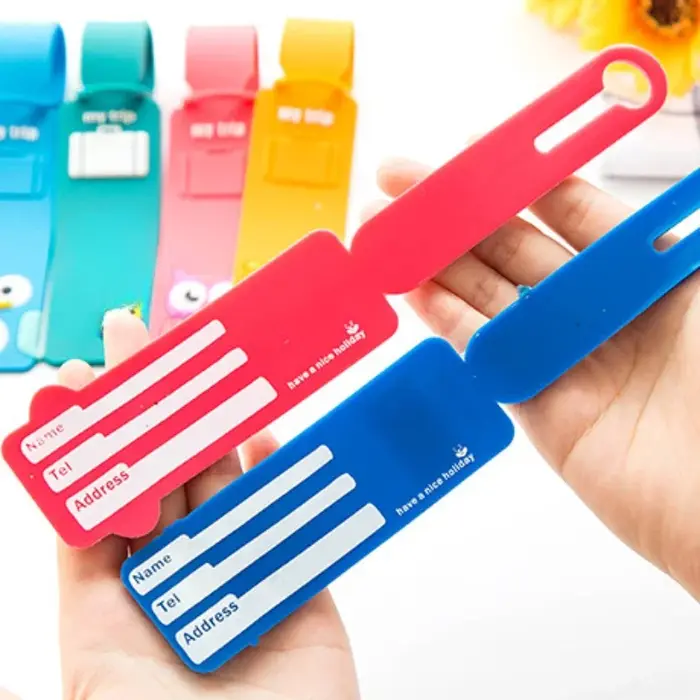 Étiquette de bagage en silicone créative et mignonne motif dessin animé pour hôtesses de l'air