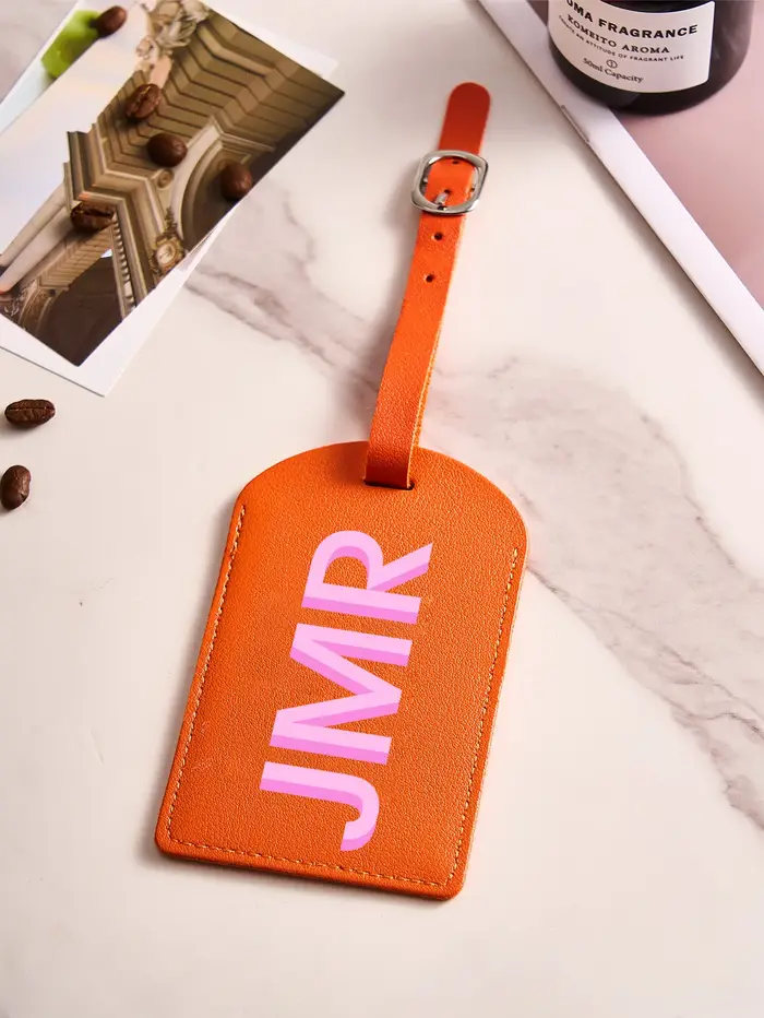 Étiquette de bagage personnalisée avec initiale, étiquette de sac de voyage en cuir PU avec lettre p