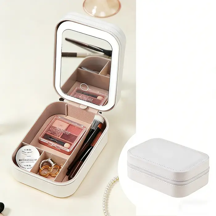 Trousse de toilette Airfriend, trousse à maquillage avec miroir lumineux, organiseur de cosmétiques,