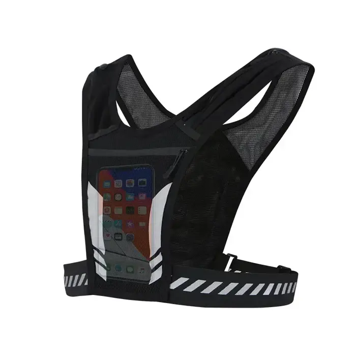 Sac à dos réfléchissant de course de nuit, porte-carte mobile, gilet de sport de fitness de jogging,