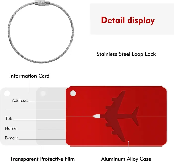 Étiquette de bagage de voyage en alliage d'aluminium