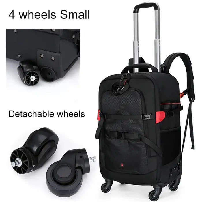 Sac à dos de photographie sur roulettes, sacoche professionnelle pour appareil photo, valise de voya