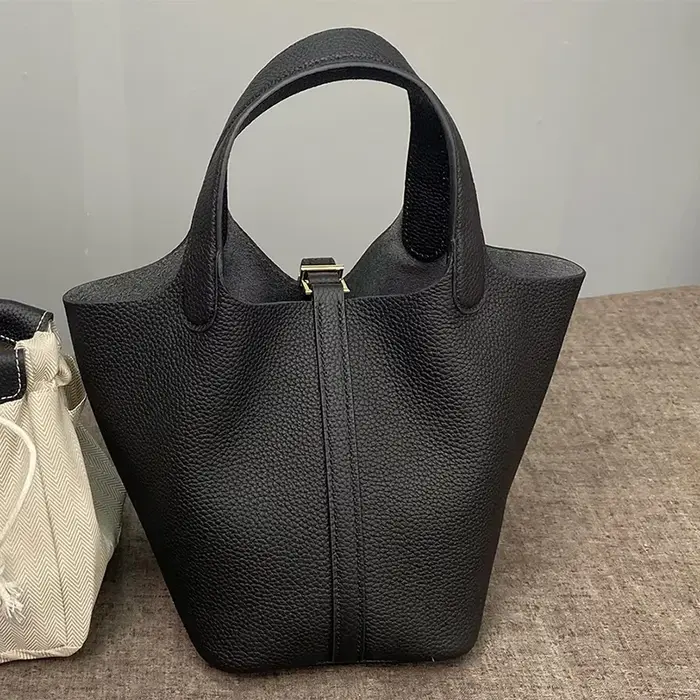 Sac seau pour femmes, fourre-tout de bonne qualité, sac à main de styliste de luxe en cuir véritable