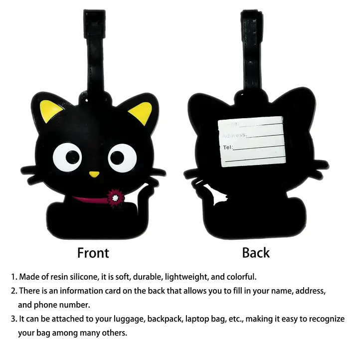 Étiquette de bagage portable motif animaux mignons (chat