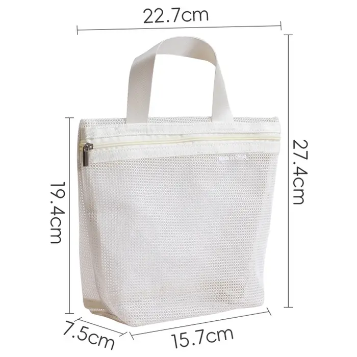 Sac de Douche en Maille avec Fermeture Éclair, Sac de Voyage pour Articles de Toilette, Organisateur