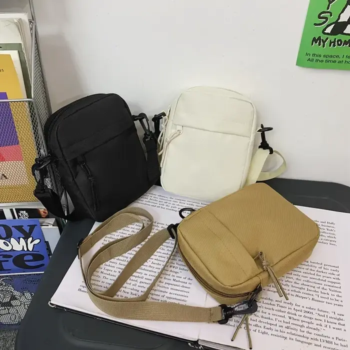 Sacs à bandoulière pour hommes décontracté toile petite fermeture éclair pochette
