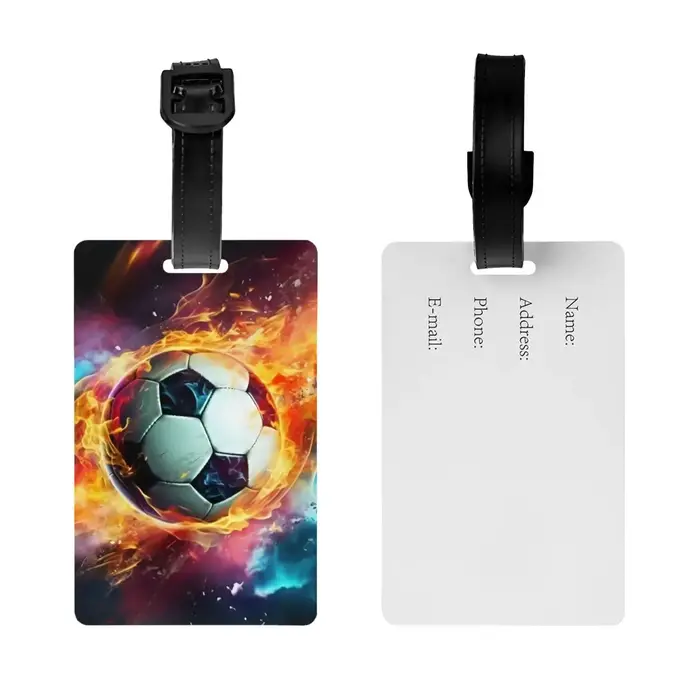 Étiquette de bagage personnalisée Fire & Ice Soccer pour valises