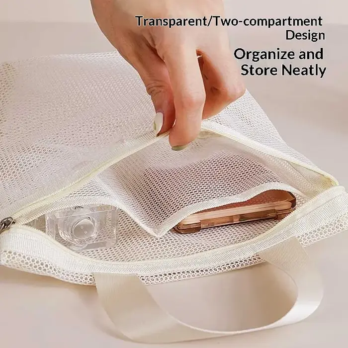 HOMEFISH Sacs de rangement en maille pour maquillage et articles de toilette