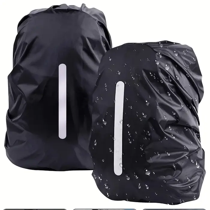 Housse de pluie pliable noire 20-70L pour sac à dos avec bandes réfléchissantes – Idéale pour la randonnée