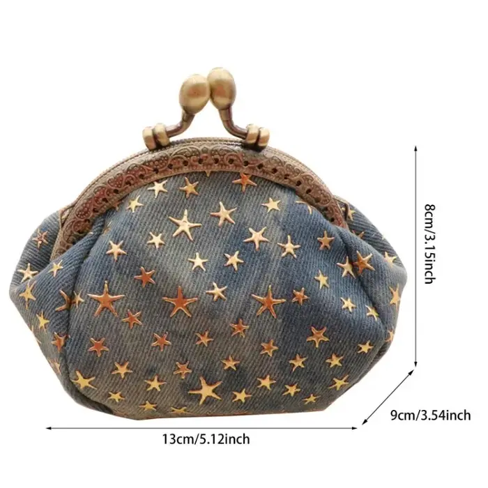 Petit sac à main en tissu denim étoile