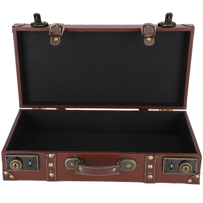 Valise en bois rétro Vintage, boîte de rangement, grande capacité, mallette de rangement décorative 