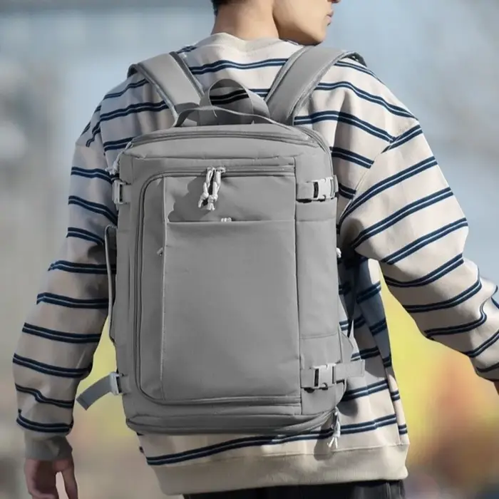 Sac à dos de voyage de style valise grande capacité anti-rayures avec compartiment à chaussures et bretelles réglables