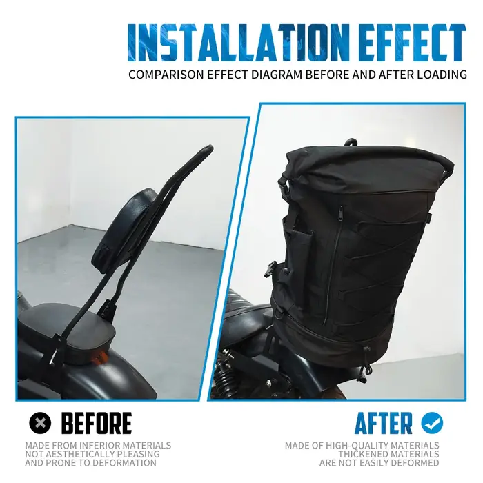 Sac arrière de moto 50L-85L, sac à dos de voyage extensible avec sangles, rangement universel, sac de support de barre Sissy pour Harley