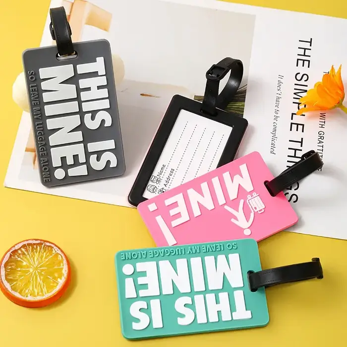 Étiquette de bagage en PVC souple avec lettre imprimée