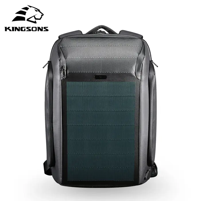 Kingsons-Sac à dos à faisceau avec panneau solaire et chargeur USB pour homme