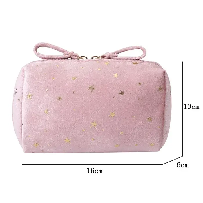 Petit sac à cosmétiques de voyage Portable, sac de rangement de cosmétiques en flanelle, sac à cosmé