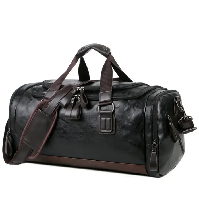 Hommes de haute qualité voyage week-end sacs sac de sport en cuir sac polochon de nuit sport bagages