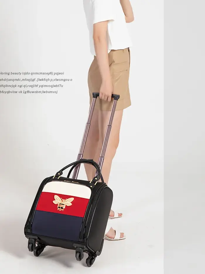 Design de luxe 16/18 pouces avec sac à main femmes bagage roulant petite cabine continuer rétro dames chariot valise sac de voyage