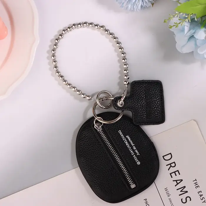 Accessoires de sac tendance : Porte-clés en cuir PU noir texturé