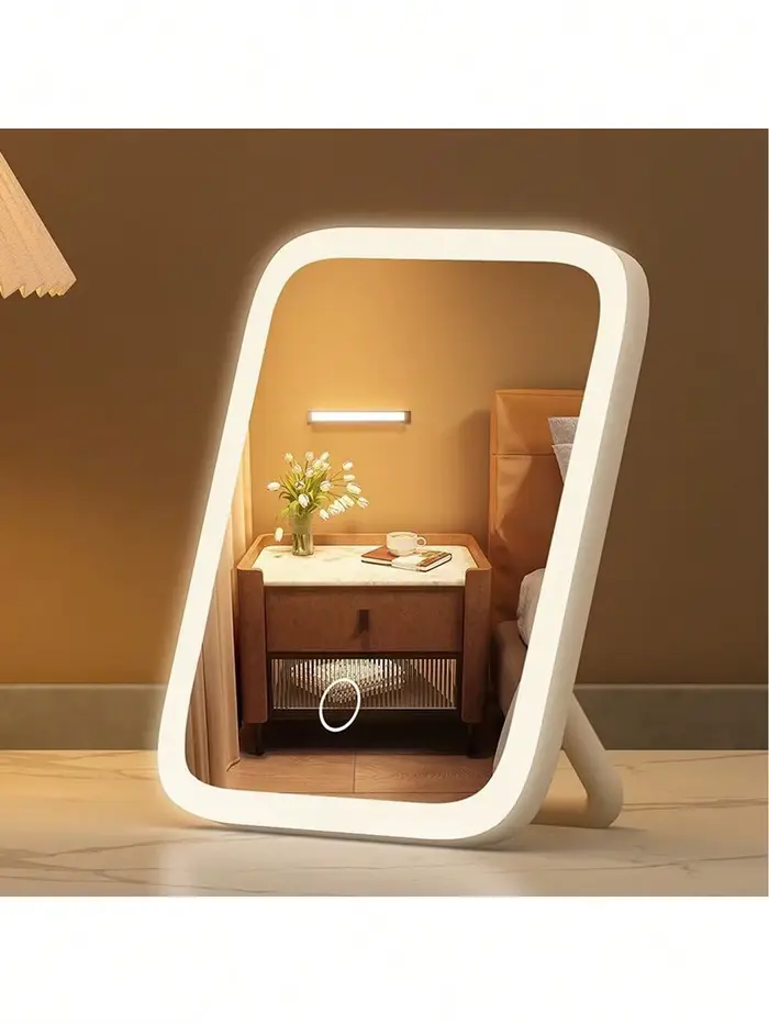 Miroir de maquillage LED, lumière 3 couleurs, 360 °   Rotatif, commande tactile, alimenté par USB, m